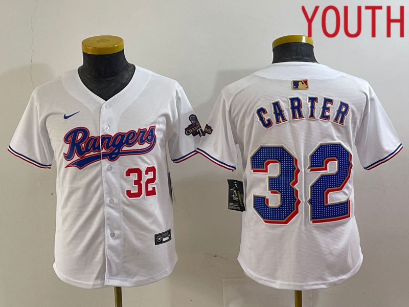 Youth Texas Rangers #32 Carter White Champion Game Nike 2024 MLB Jersey style 2
